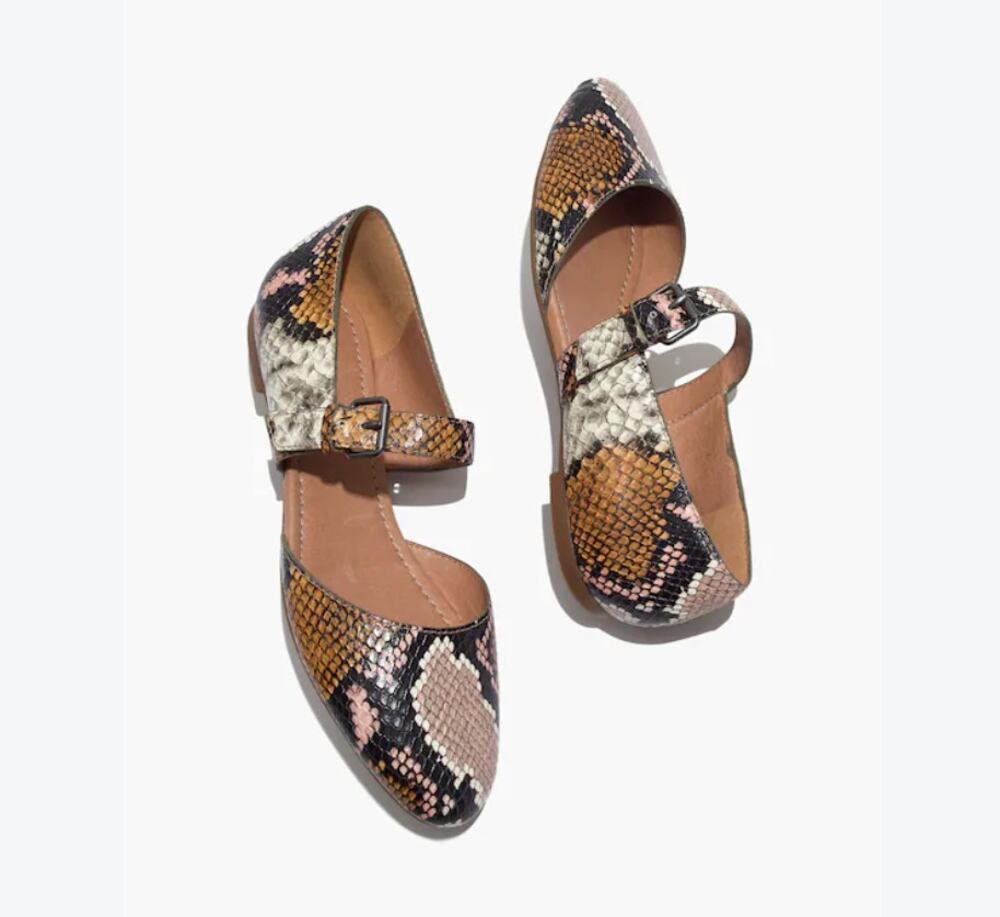 Madewell Alina Mary-Jane Ballet Snakeskin Leather Flats Size 6